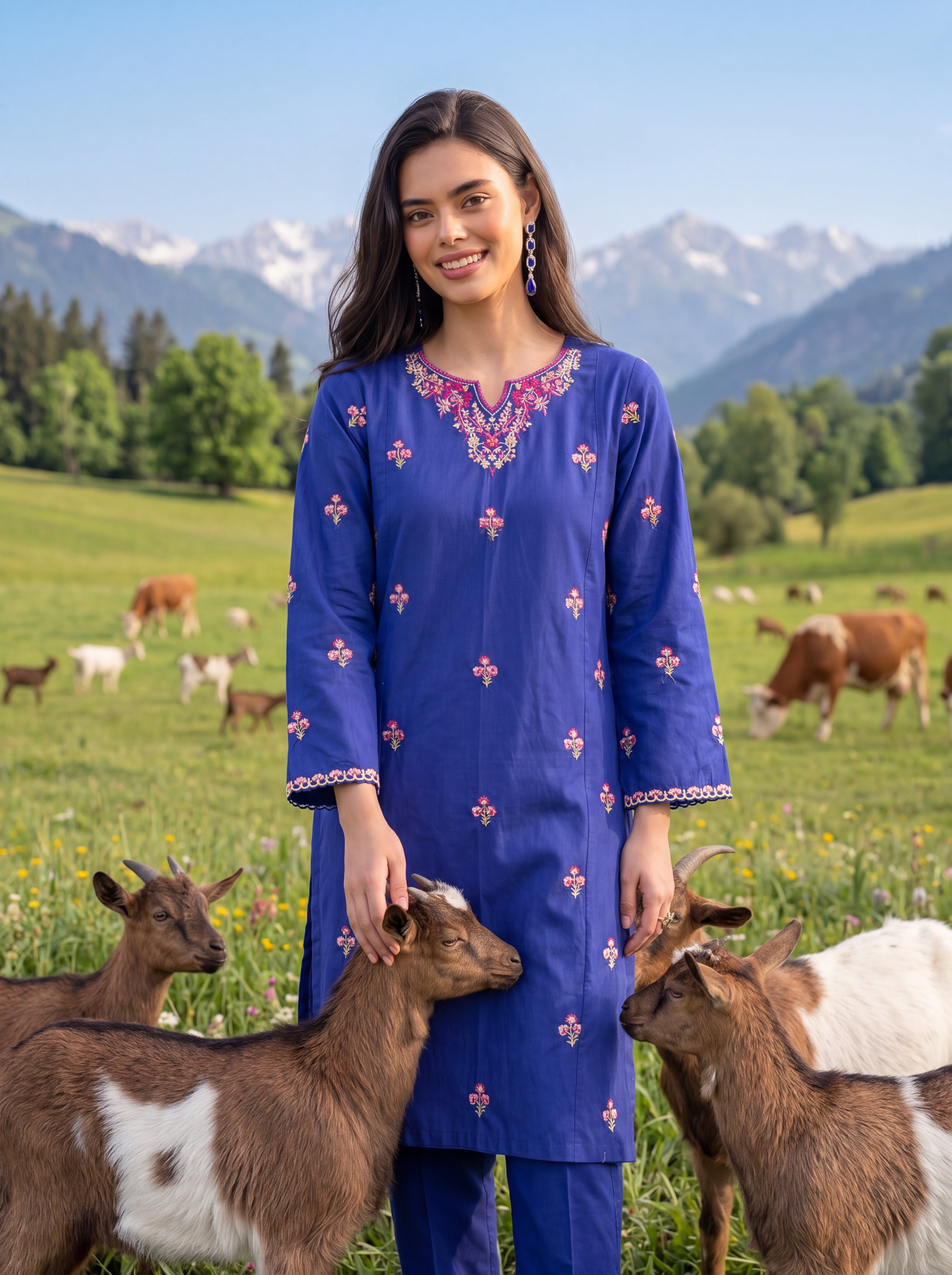 W25-134 2PC LAWN EMBROIDERED SHIRT WITH TROUSER.