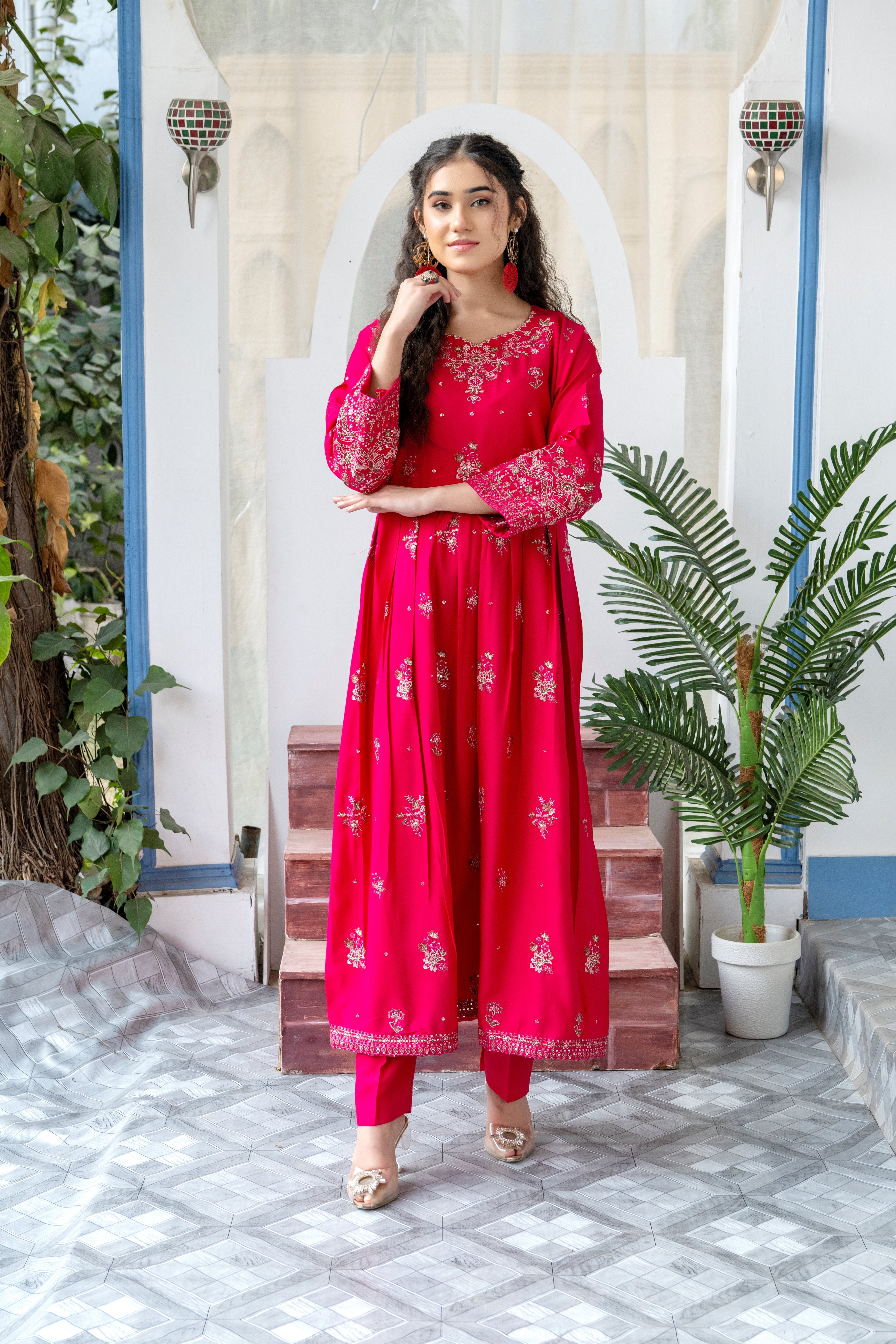 W25-124 2PC COTTON EMBROIDERED DRESS.