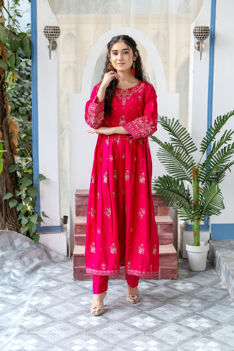 W25-124 2PC COTTON EMBROIDERED DRESS.