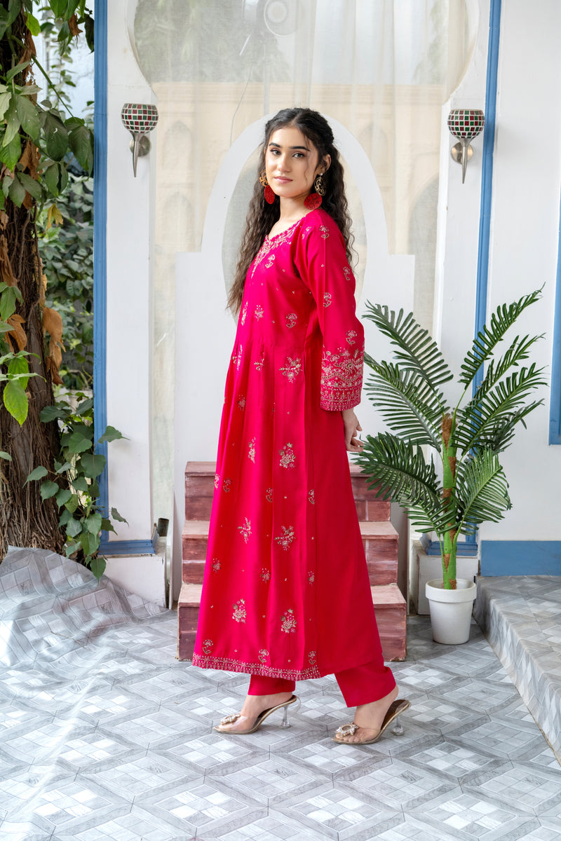 W25-124 2PC COTTON EMBROIDERED DRESS.