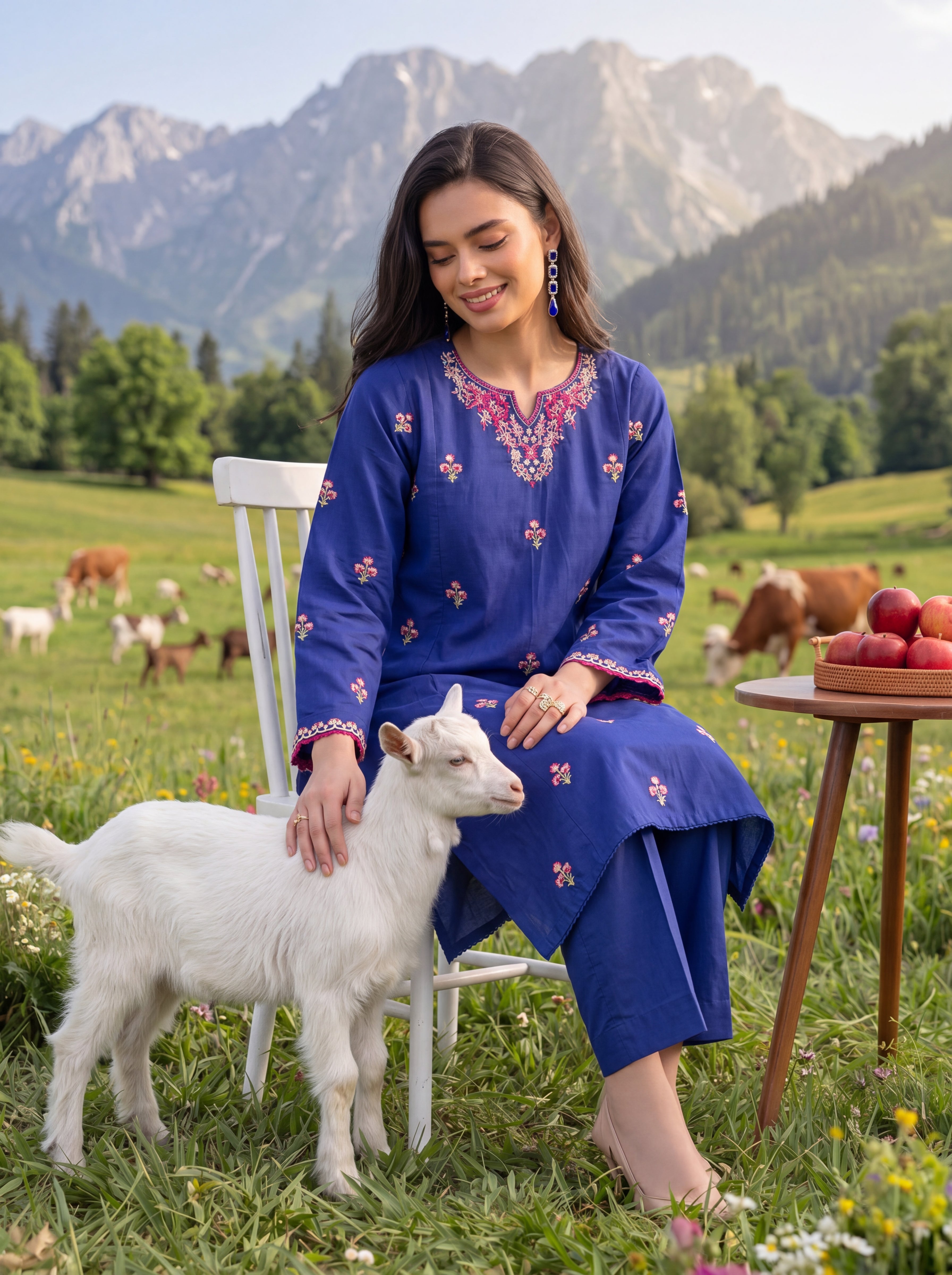 W25-134 2PC LAWN EMBROIDERED SHIRT WITH TROUSER.