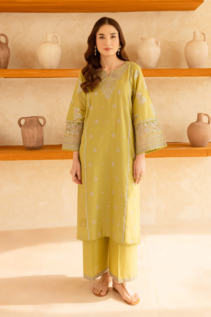 2Pc Apple Green Embroidered Lawn Dress