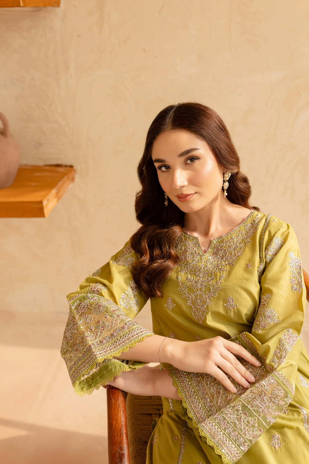 2Pc Apple Green Embroidered Lawn Dress