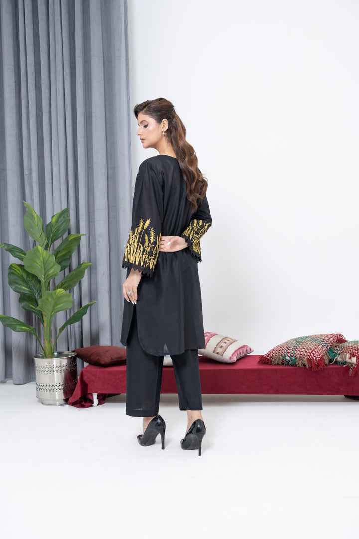 S-603 2PC Lawn Stitched Back Embroidered Shirt with Trouser