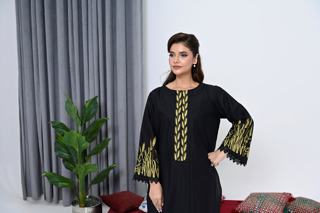 S-603 2PC Lawn Stitched Back Embroidered Shirt with Trouser