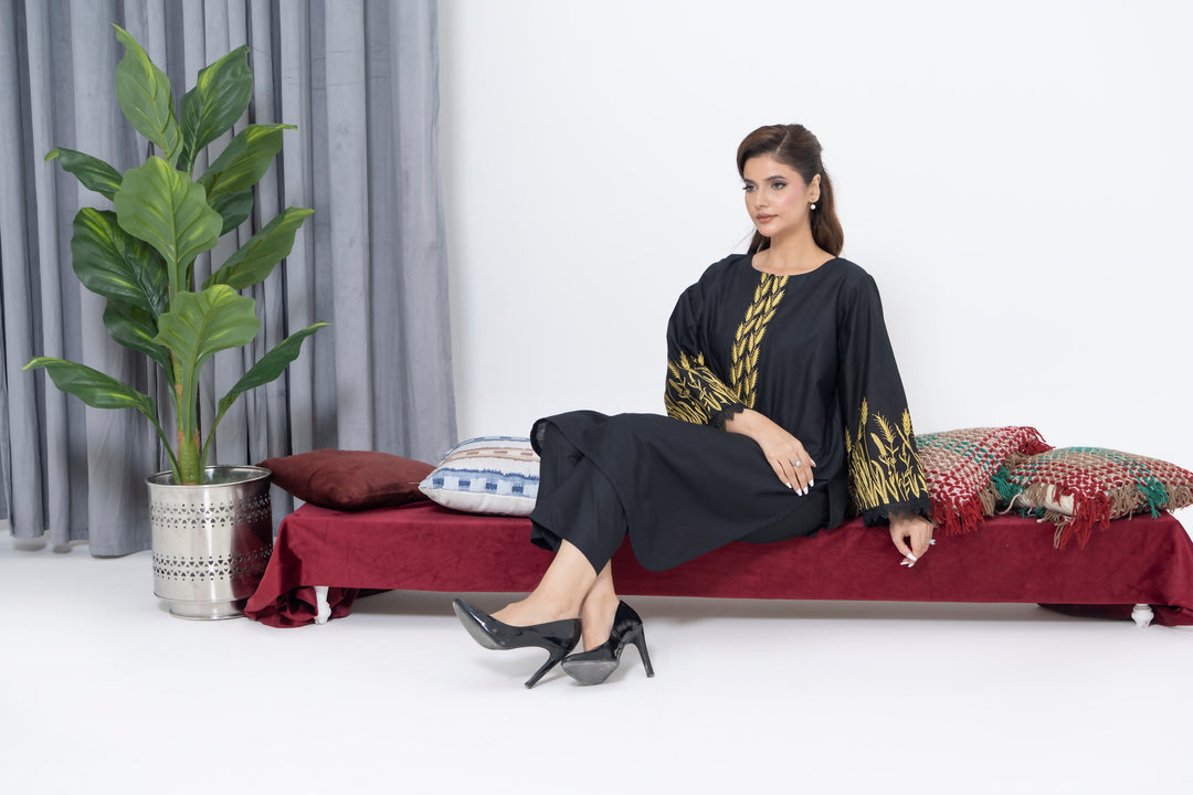S-603 2PC Lawn Stitched Back Embroidered Shirt with Trouser
