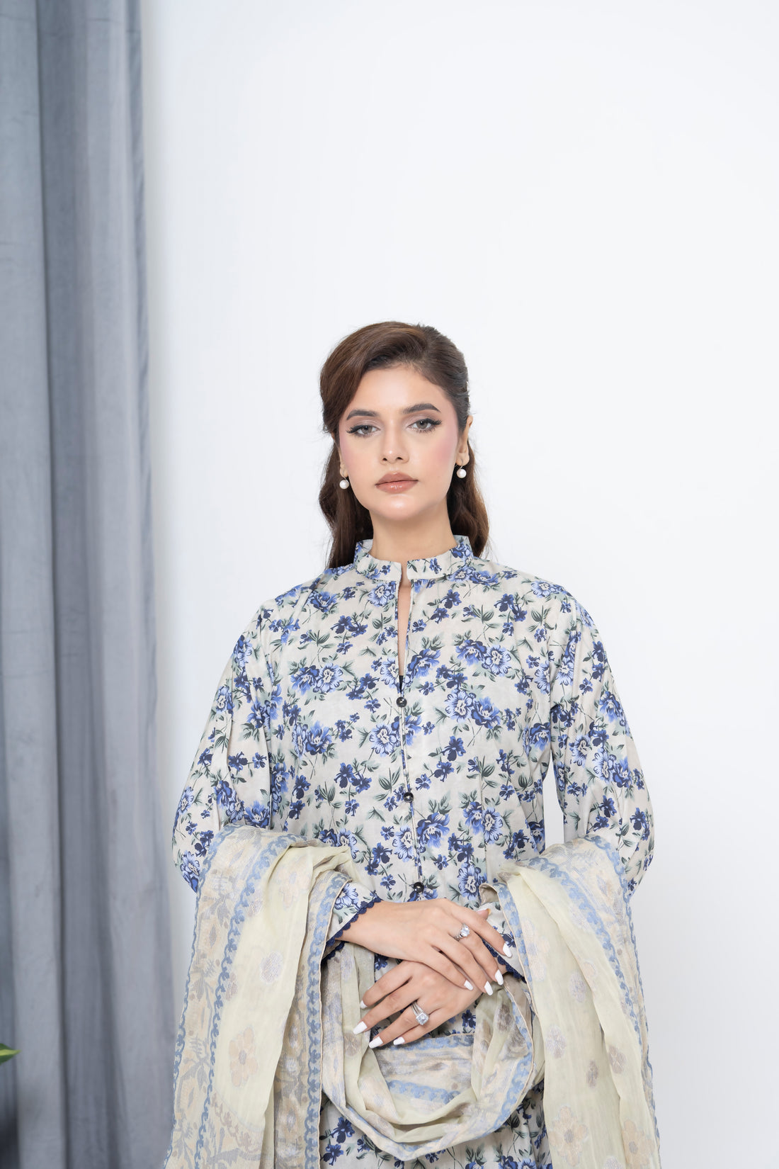 S-506 3PCS Lawn Printed Dress With Jacquard Dupatta