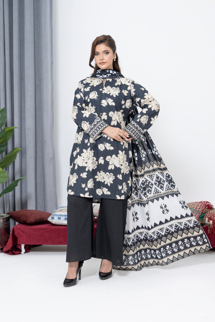 S-509 3PCS Lawn Printed Dress With Lawn  Dupatta