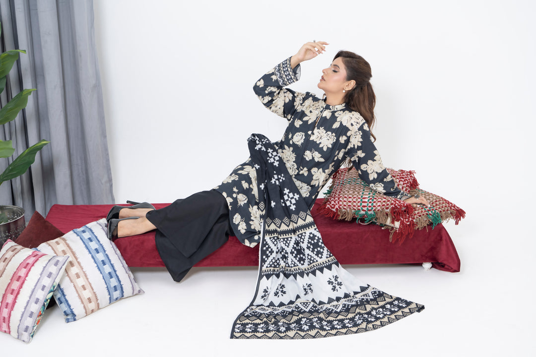 S-509 3PCS Lawn Printed Dress With Lawn  Dupatta