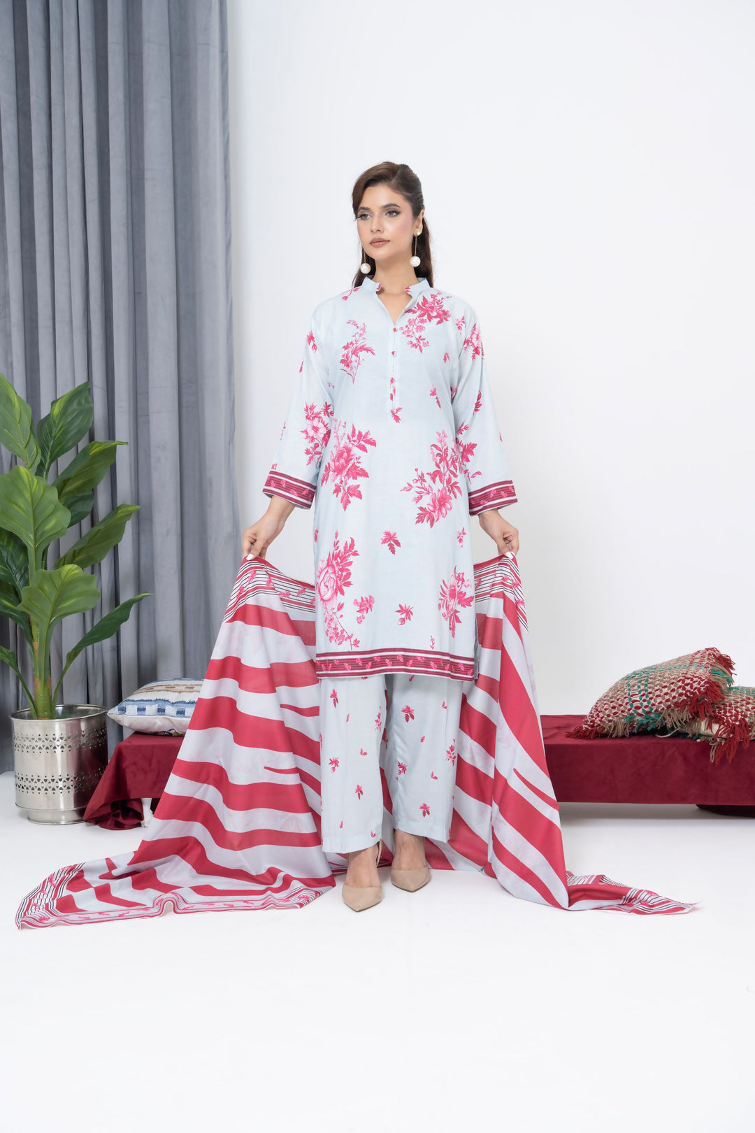 S-510 3PCS Lawn Printed Dress With Lawn  Dupatta