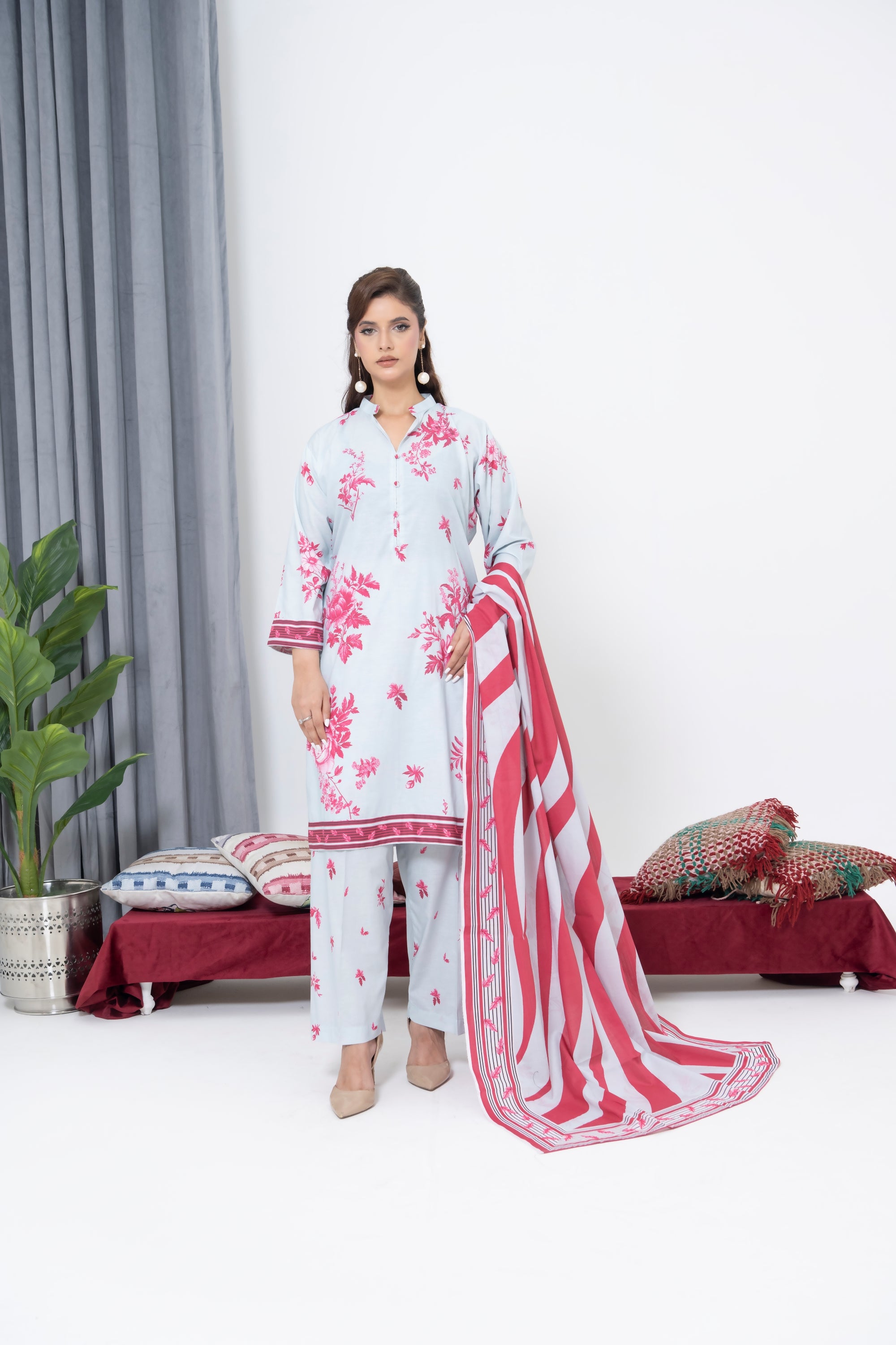 S-510 3PCS Lawn Printed Dress With Lawn  Dupatta