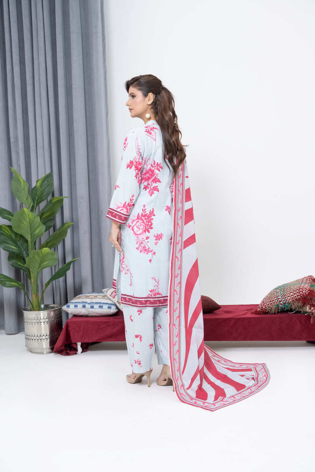 S-510 3PCS Lawn Printed Dress With Lawn  Dupatta
