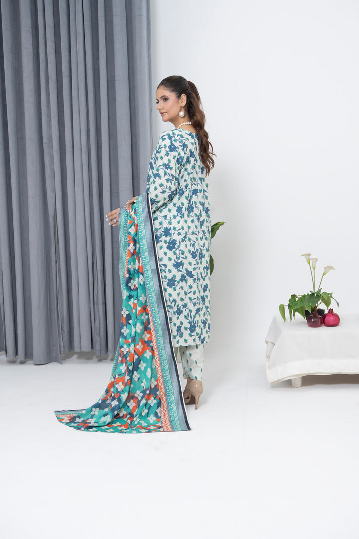 S-507 3PCS Lawn Printed Dress With Lawn Dupatta