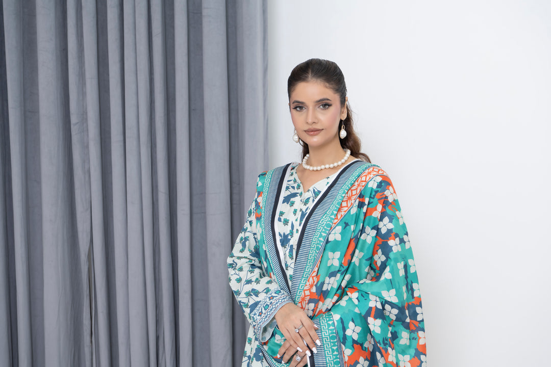S-507 3PCS Lawn Printed Dress With Lawn Dupatta