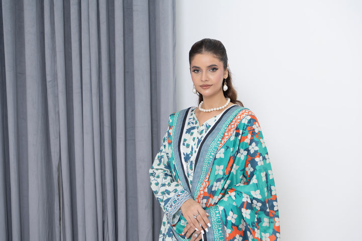 S-507 3PCS Lawn Printed Dress With Lawn Dupatta