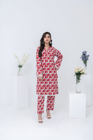 FWS24-201 2PCS SOFT CAMBRIC PRINTED SHIRT WITH TROUSER