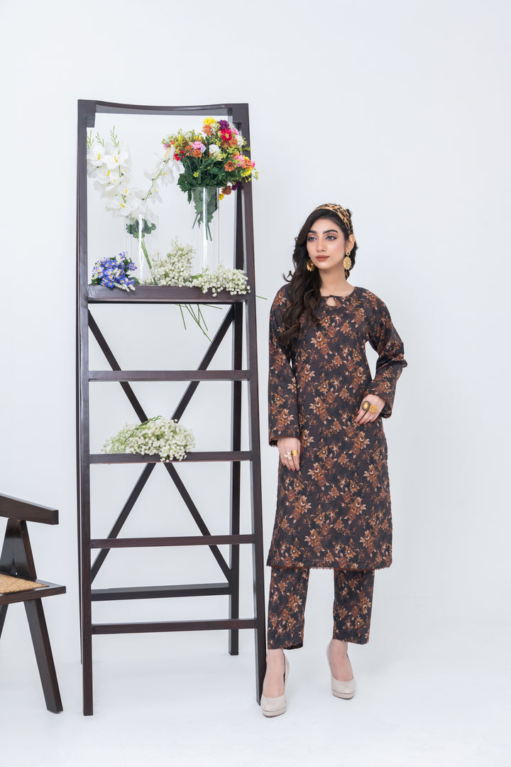 FWS24-210 2PCS SOFT CAMBRIC PRINTED SHIRT WITH TROUSER