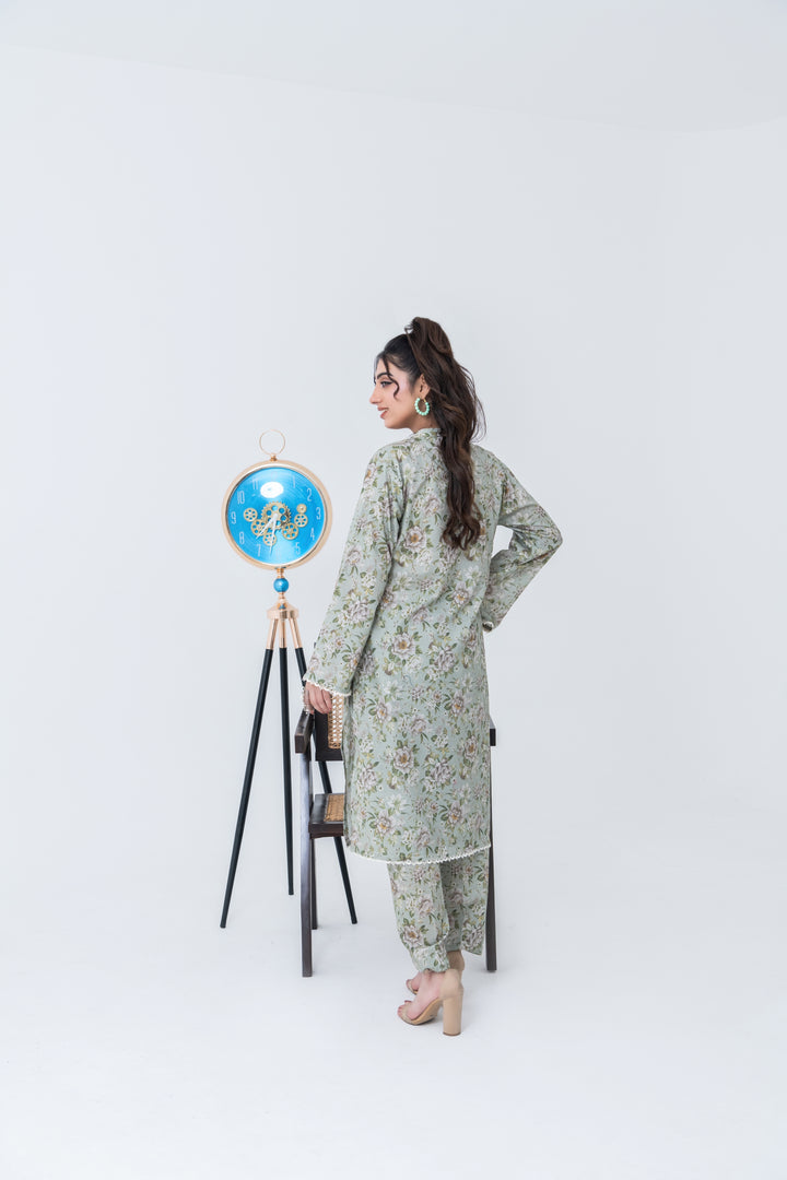 FWS24-213 2PCS SOFT CAMBRIC PRINTED SHIRT WITH TROUSER