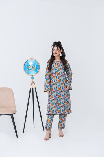 FWS24-216 2PCS SOFT CAMBRIC PRINTED SHIRT WITH TROUSER