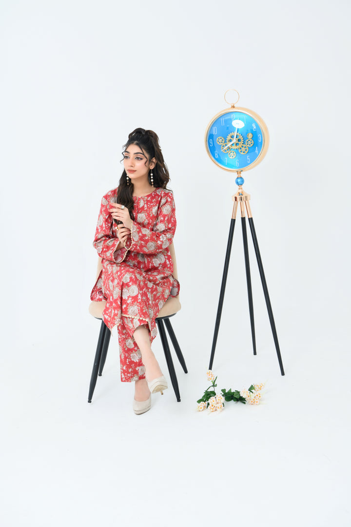 FWS24-212 2PCS SOFT CAMBRIC PRINTED SHIRT WITH TROUSER