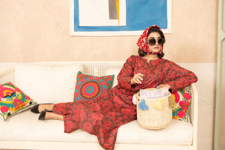 SS25-334 2PC Lawn Printed Shirt With Trouser