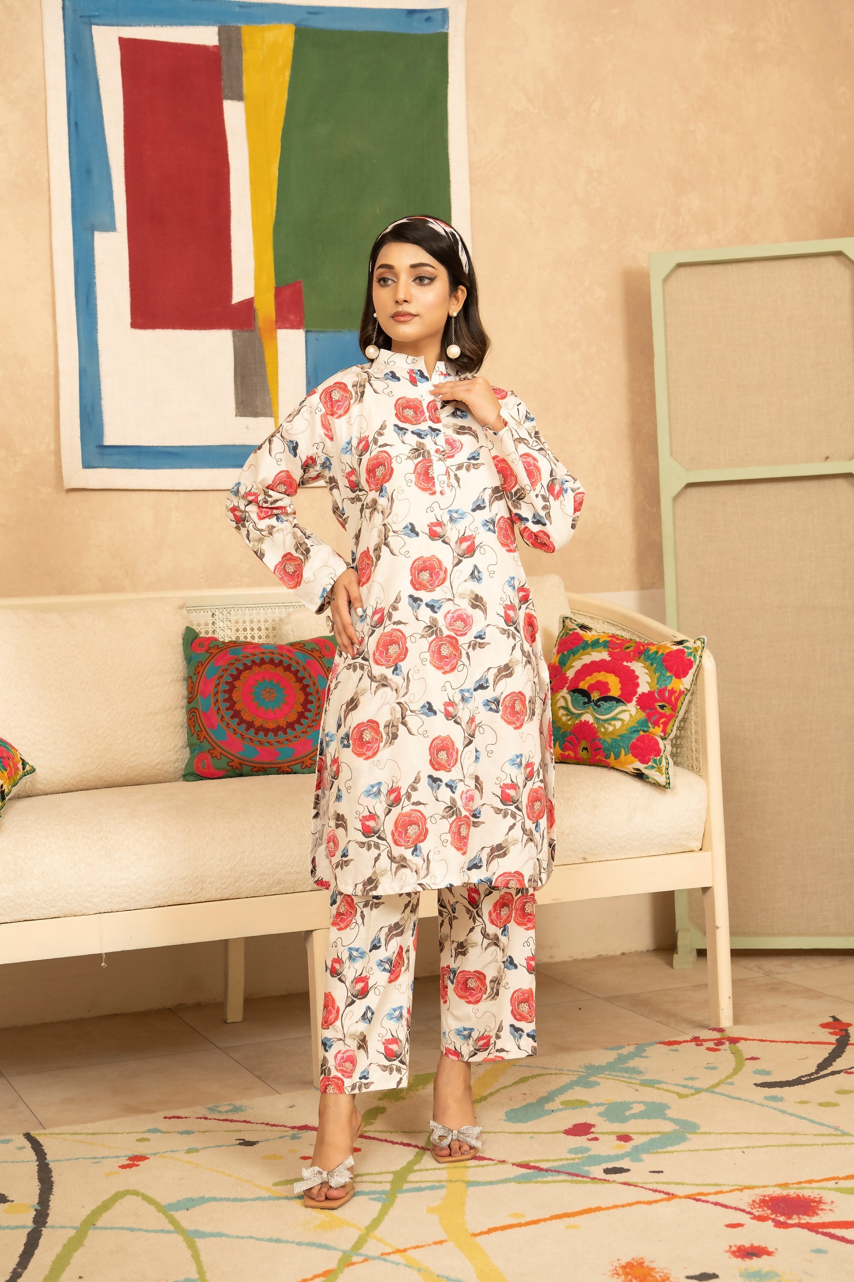 SS25-342 2PC Lawn Printed Shirt With Trouser