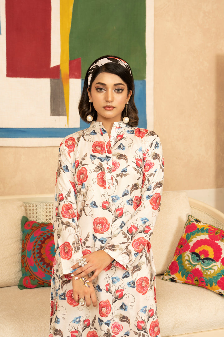 SS25-342 2PC Lawn Printed Shirt With Trouser