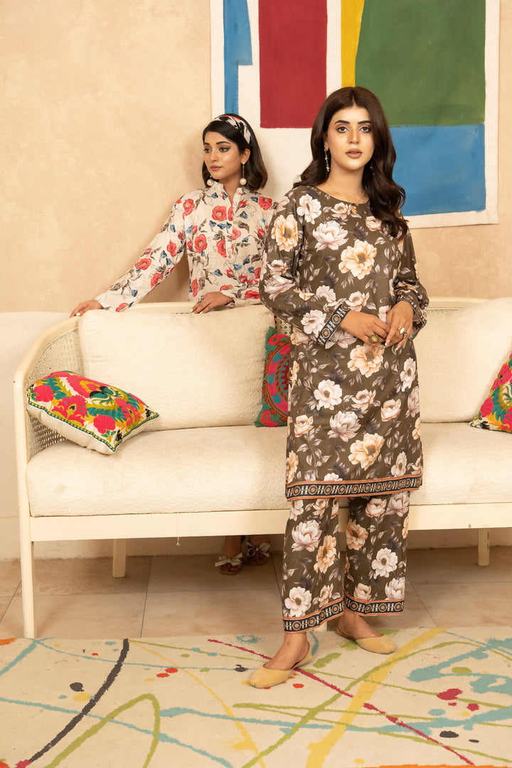SS25-343 2PC Lawn Printed Shirt With Trouser