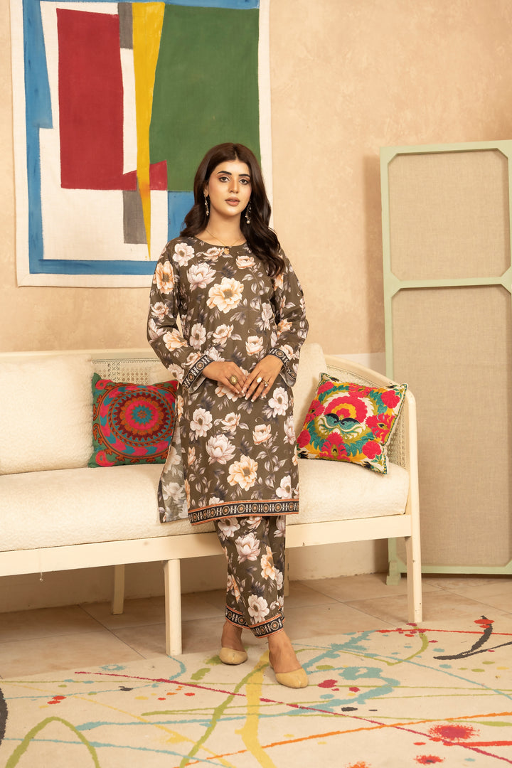 SS25-343 2PC Lawn Printed Shirt With Trouser