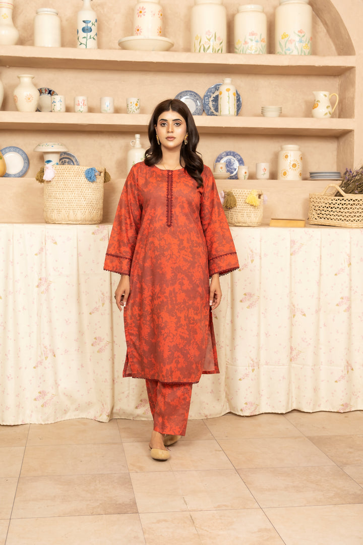 SS25-39 2PC Lawn Printed Shirt With Trouser