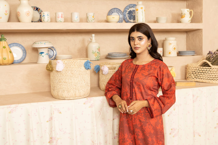 SS25-39 2PC Lawn Printed Shirt With Trouser