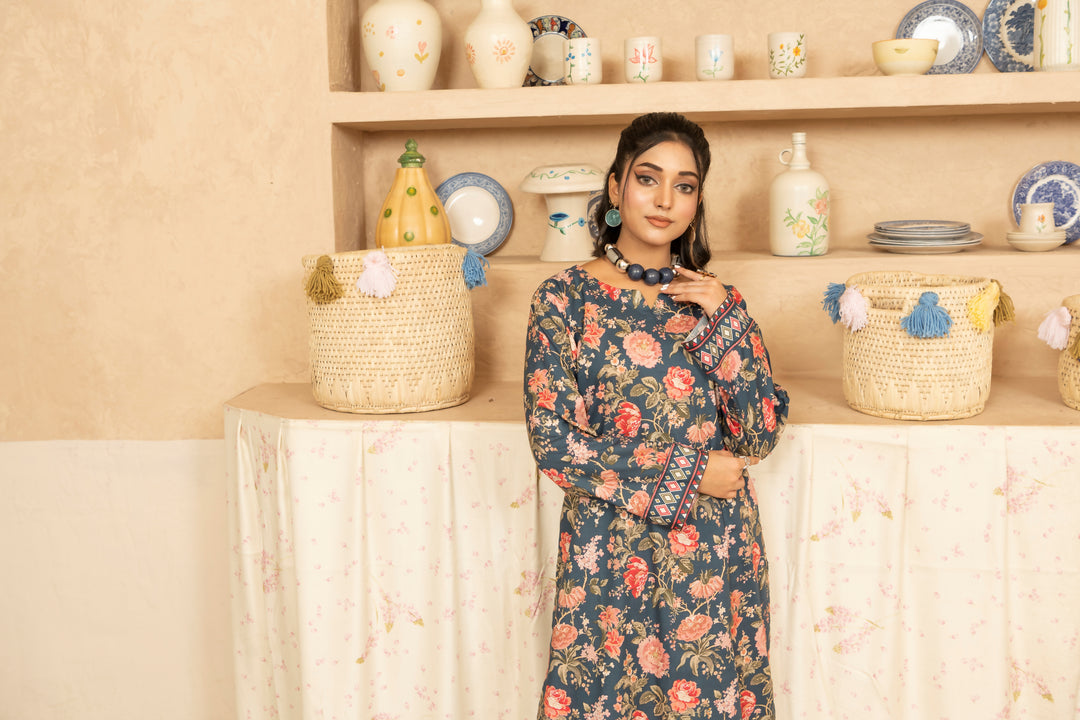 SS25-341 2PC Lawn Printed Shirt With Trouser