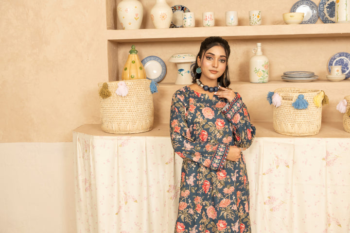 SS25-341 2PC Lawn Printed Shirt With Trouser