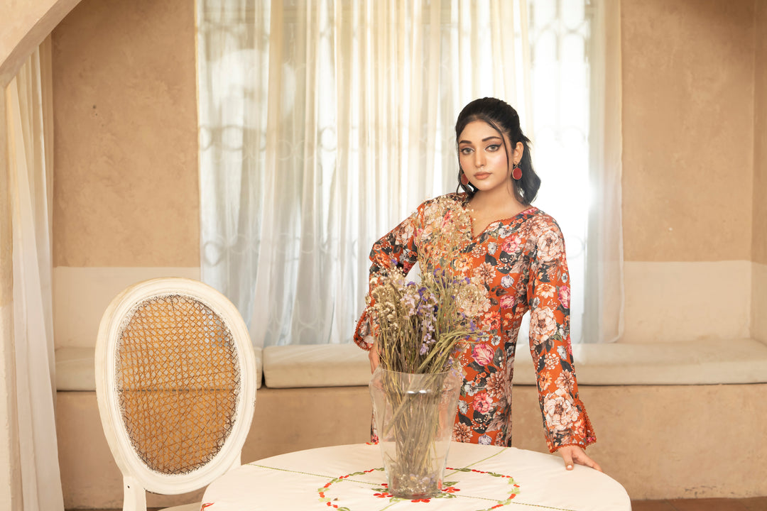 SS25-329 2PC Lawn Printed Shirt With Trouser