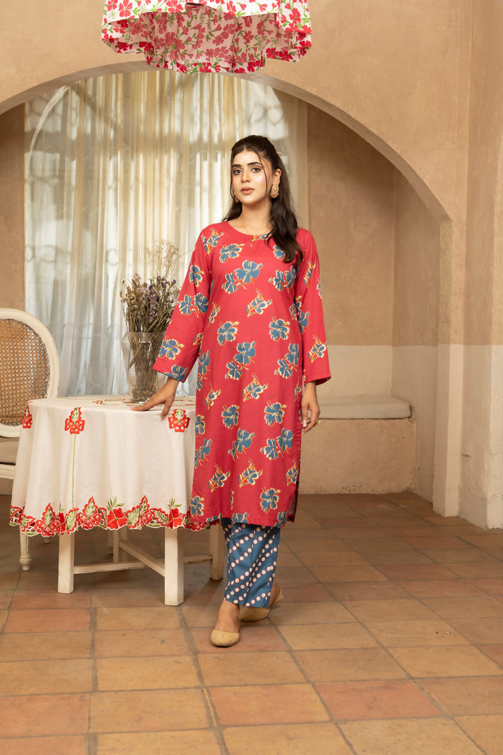 SS25-330 2PC Lawn Printed Shirt With Trouser