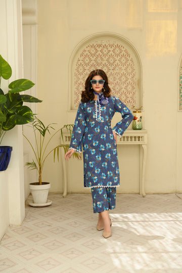 SS25-318 2PC Lawn Printed Shirt With Trouser