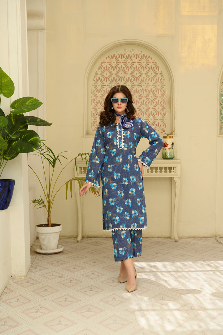 SS25-318 2PC Lawn Printed Shirt With Trouser