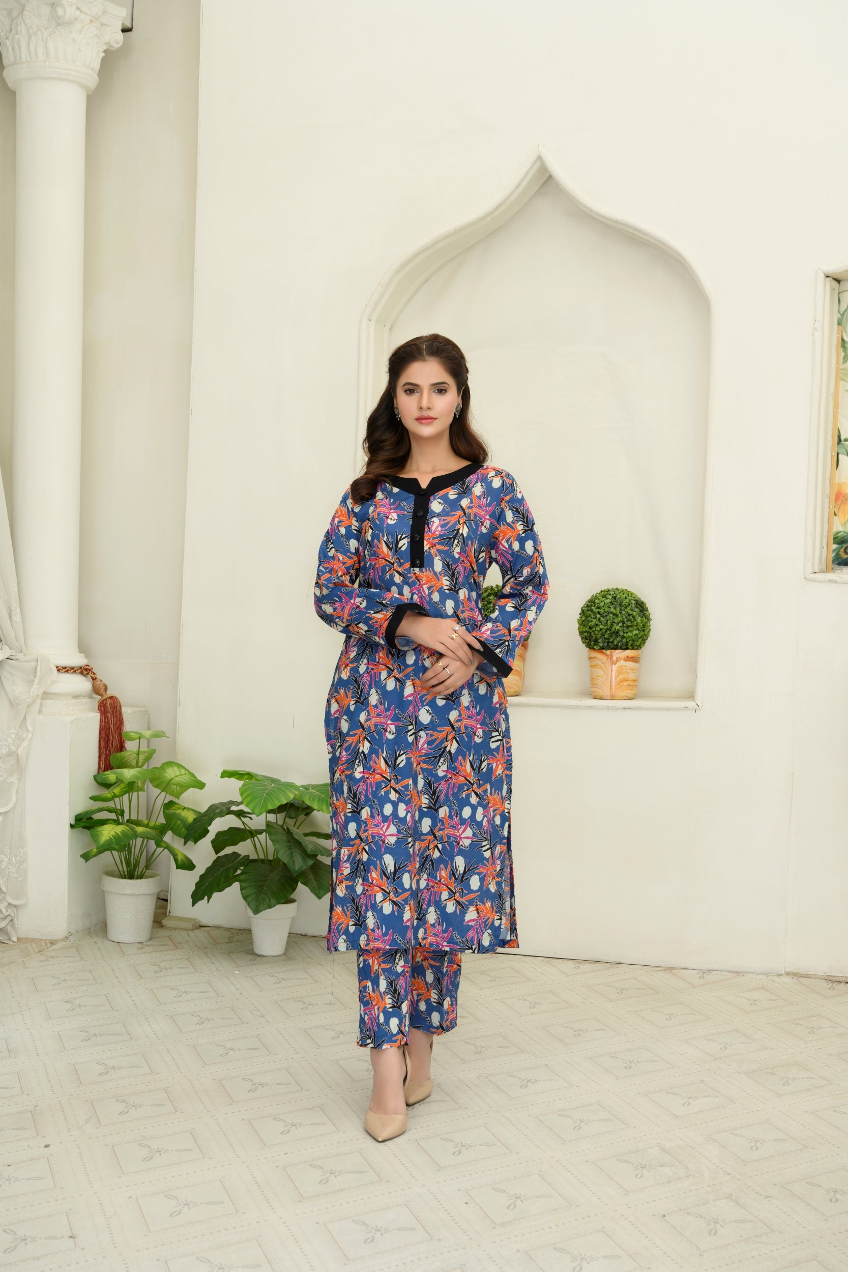 SS25-320 2PC Lawn Printed Shirt With Trouser