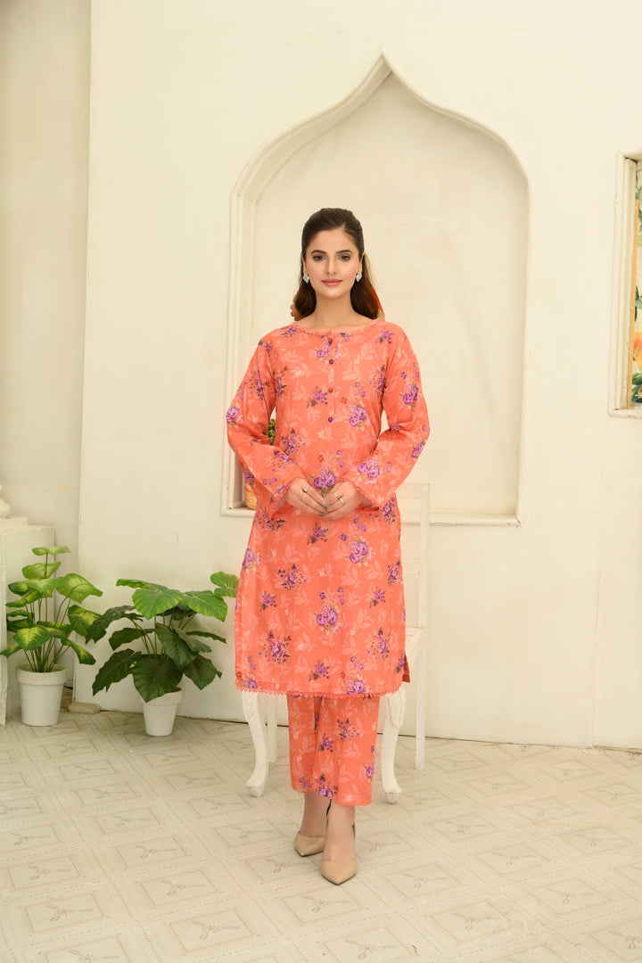 SS25-317 2PC Lawn Printed Shirt With Trouser