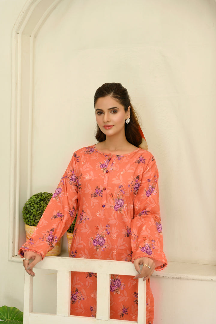 SS25-317 2PC Lawn Printed Shirt With Trouser