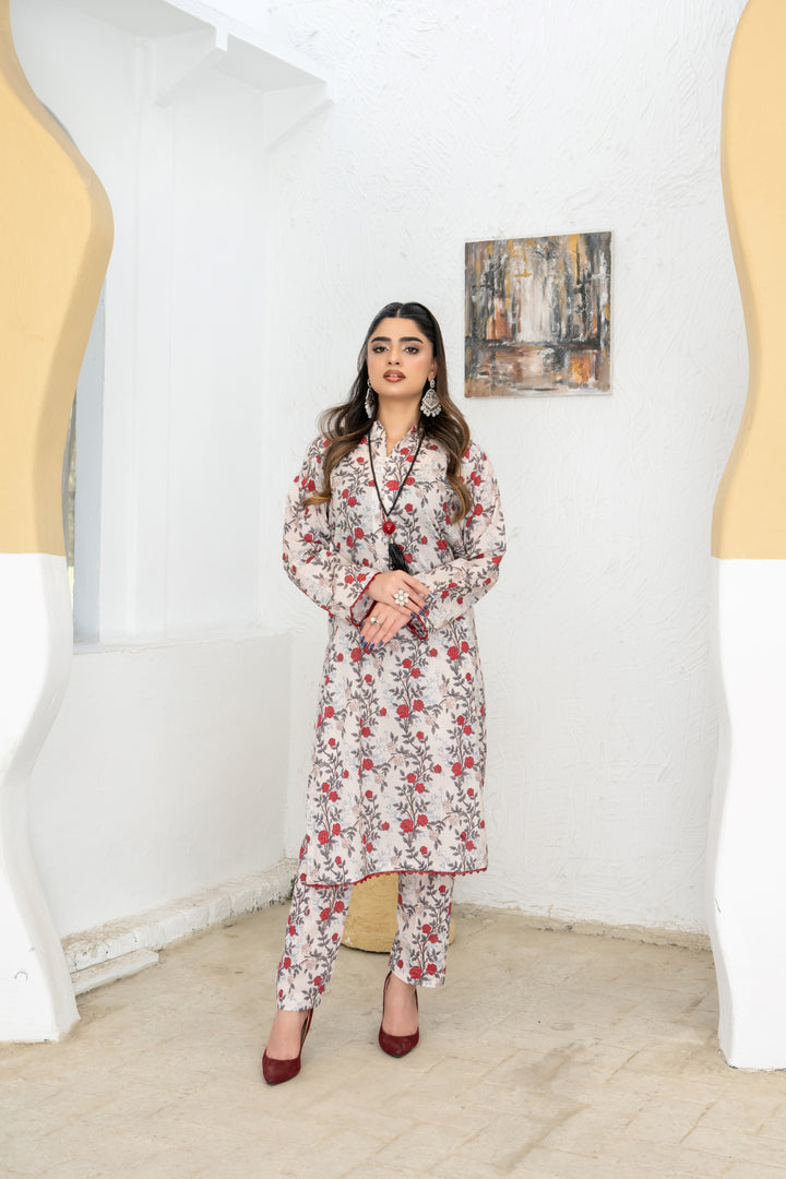 SS25-302 2PC Lawn Printed Shirt with Trouser