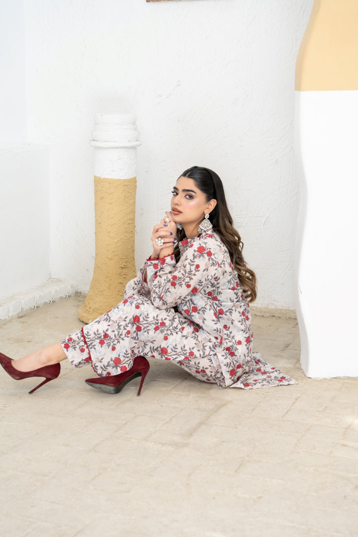 SS25-302 2PC Lawn Printed Shirt with Trouser