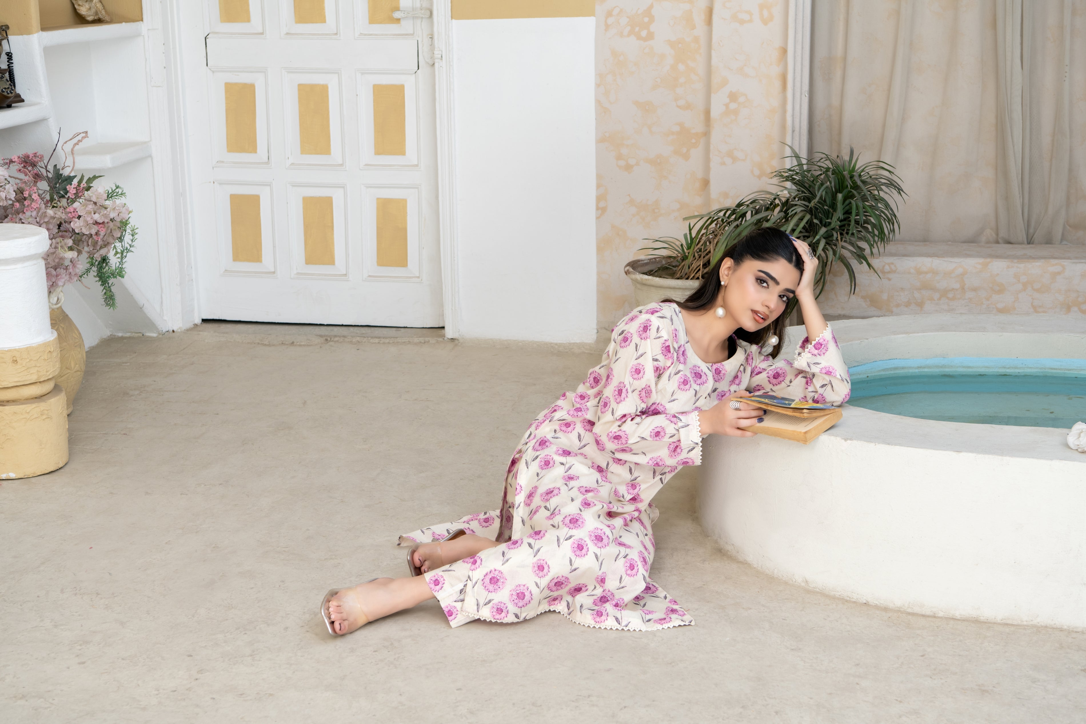 SS25-305 2PC Lawn Printed Shirt with Trouser