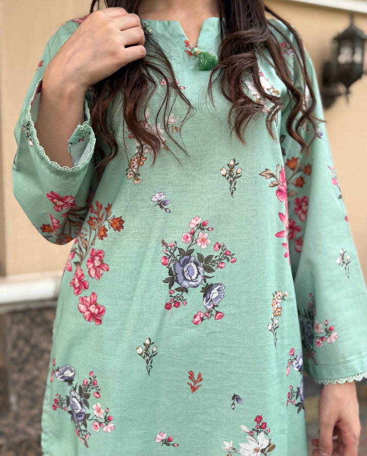 W25-114 2PC Khaddar Printed Shirt With Trouser