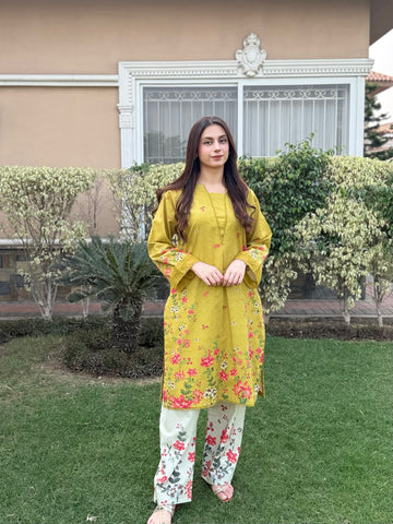 W25-115 2PC Khaddar Printed Shirt With Trouser