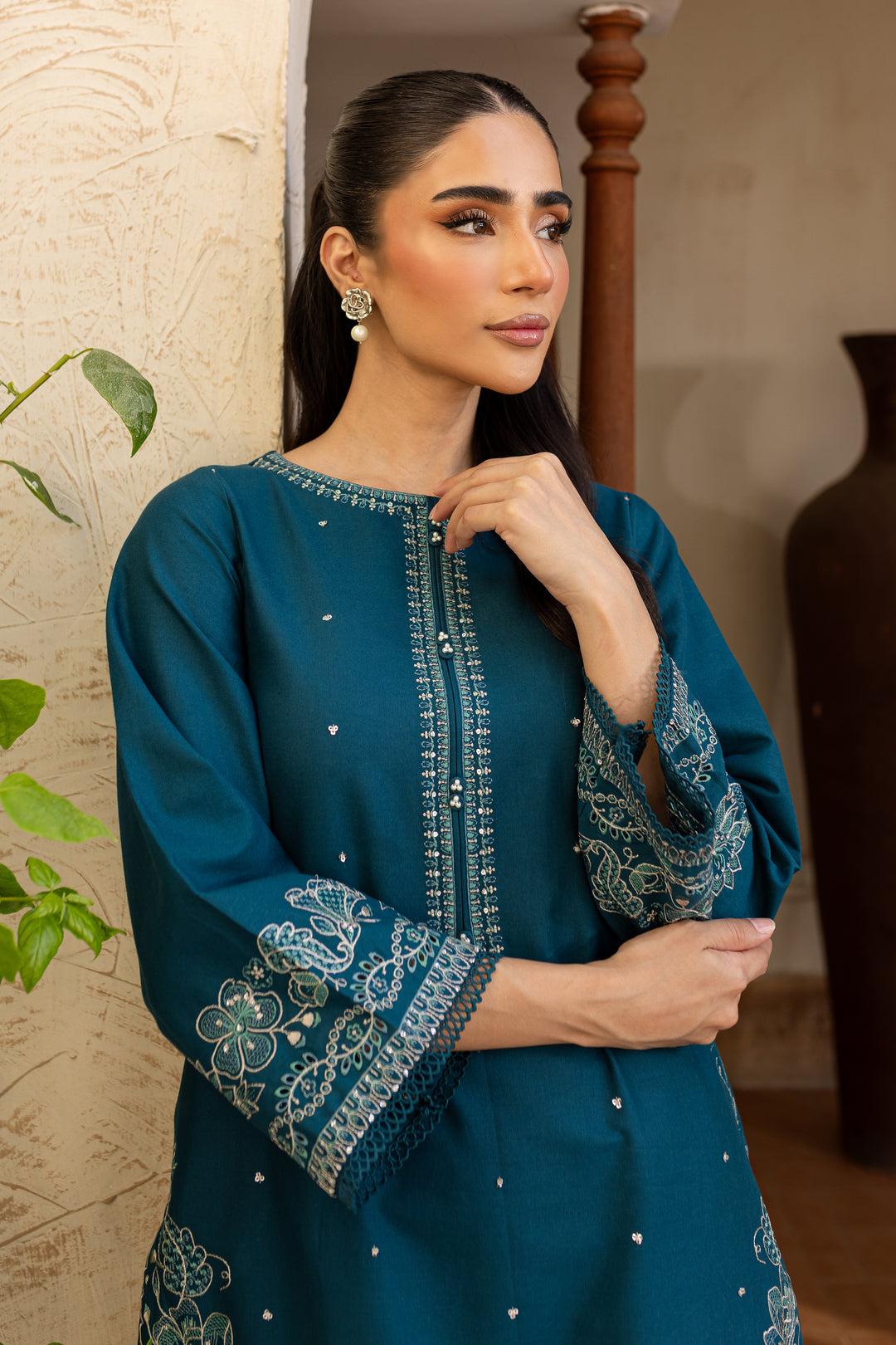 2PC Prussian Embroidered Lawn Dress