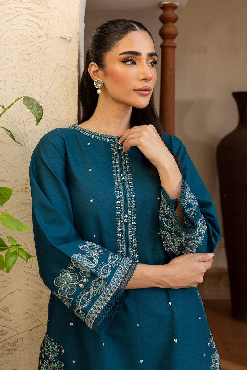 W-349 2PC Prussian Embroidered Lawn Dress
