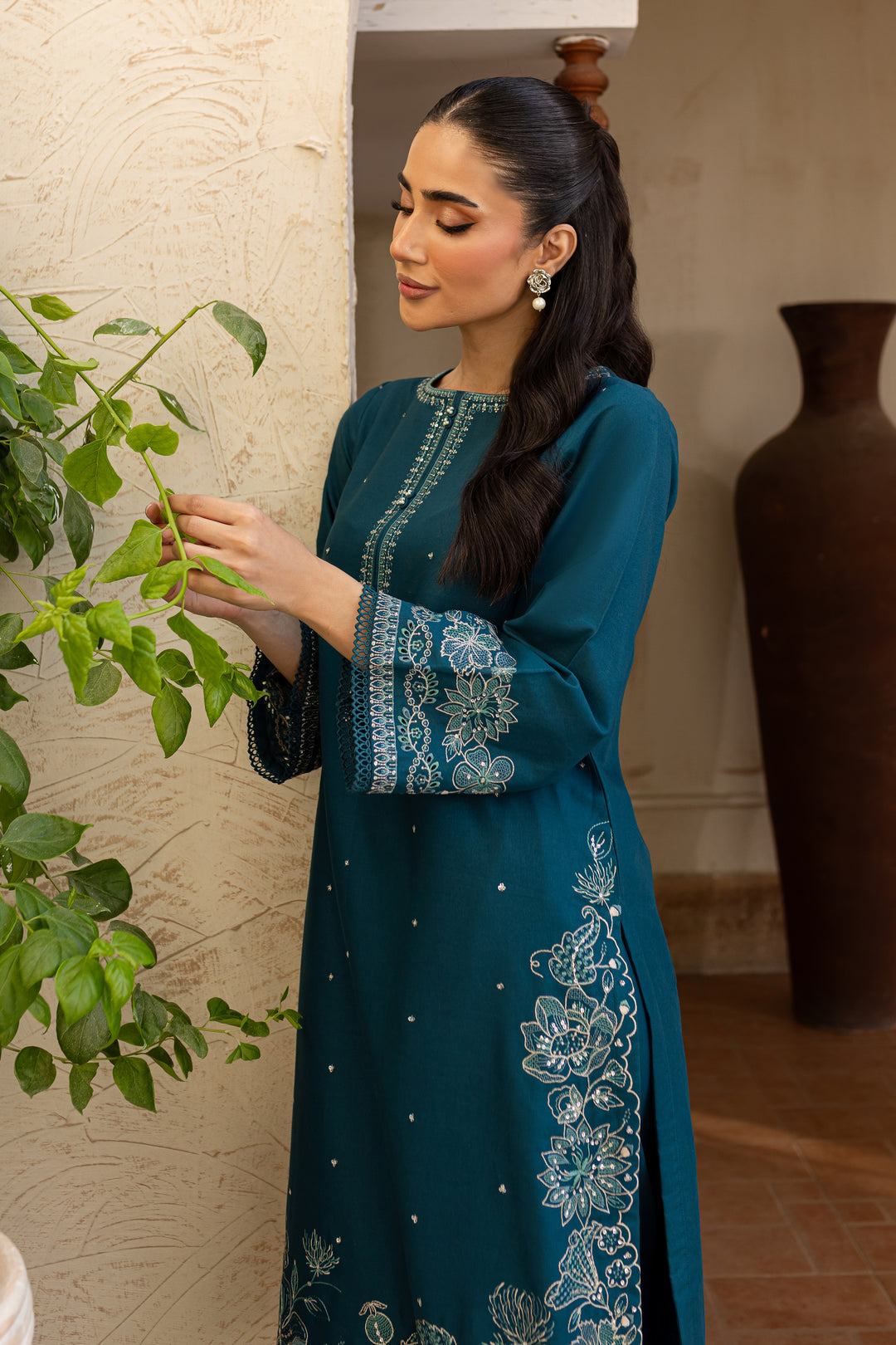 2PC Prussian Embroidered Lawn Dress