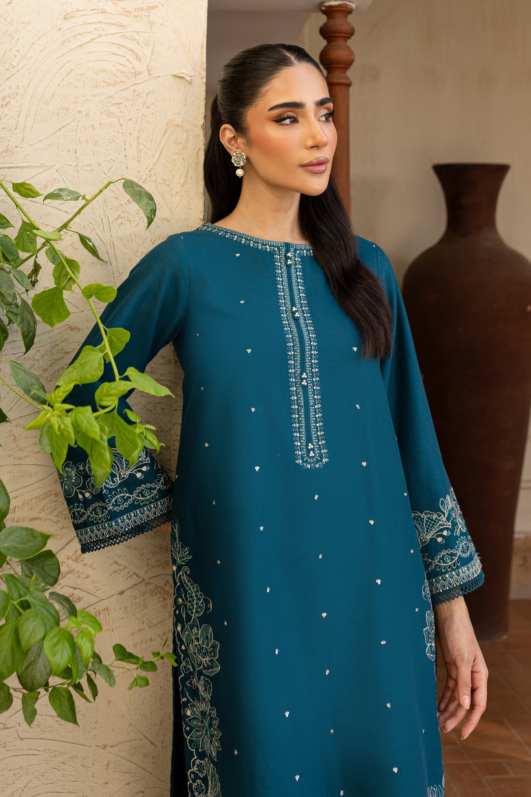 2PC Prussian Embroidered Lawn Dress