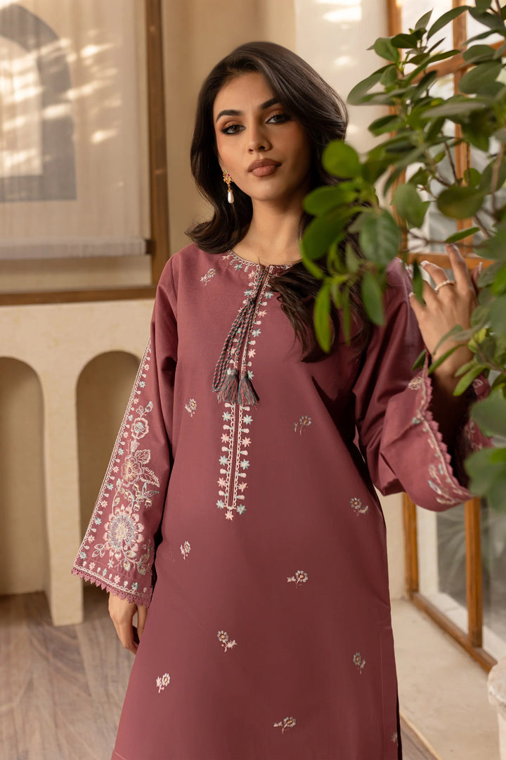2Pc Onion Gold Embroidered Lawn Dress